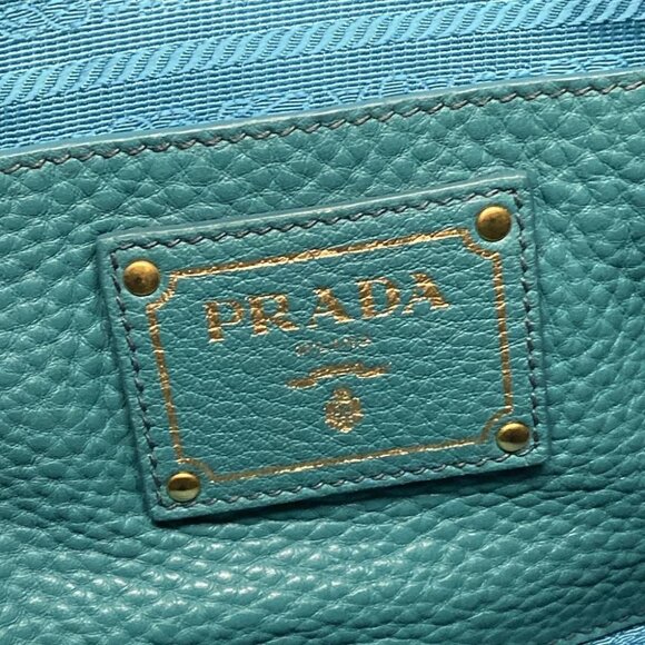 Auth PRADA Turquoise Leather Tote Bag - Picture 13 of 14